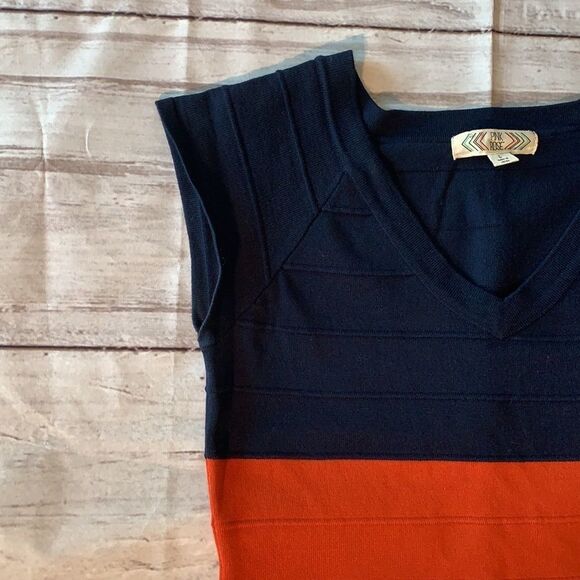 Pink Rose Blue and Orange Sheath Mini Dress V-Neck Sleeveless - Picture 2 of 3